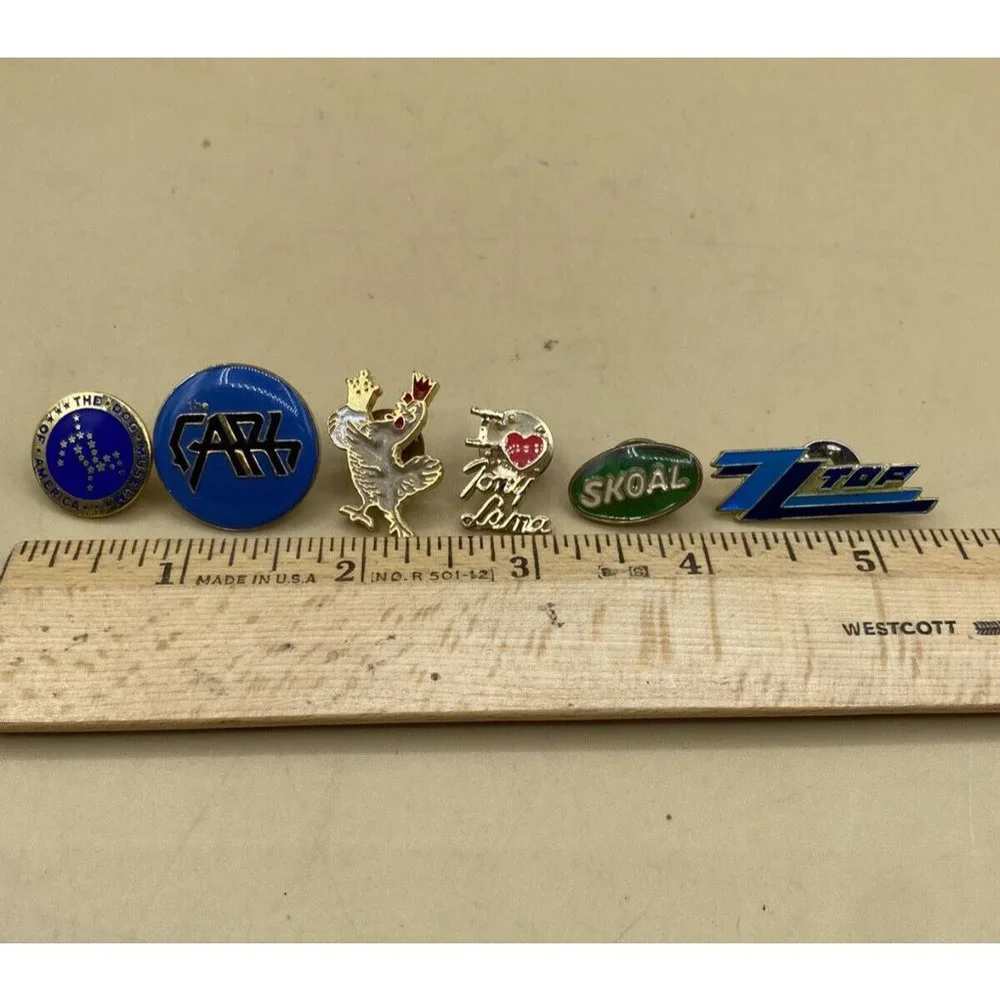 1980s THE CARS ZZ Top Skoal Tony Llama Dog Museum Enamel Pin LOT 6